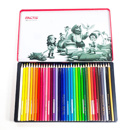 مداد رنگی 36 رنگ جعبه فلزی فکتیس